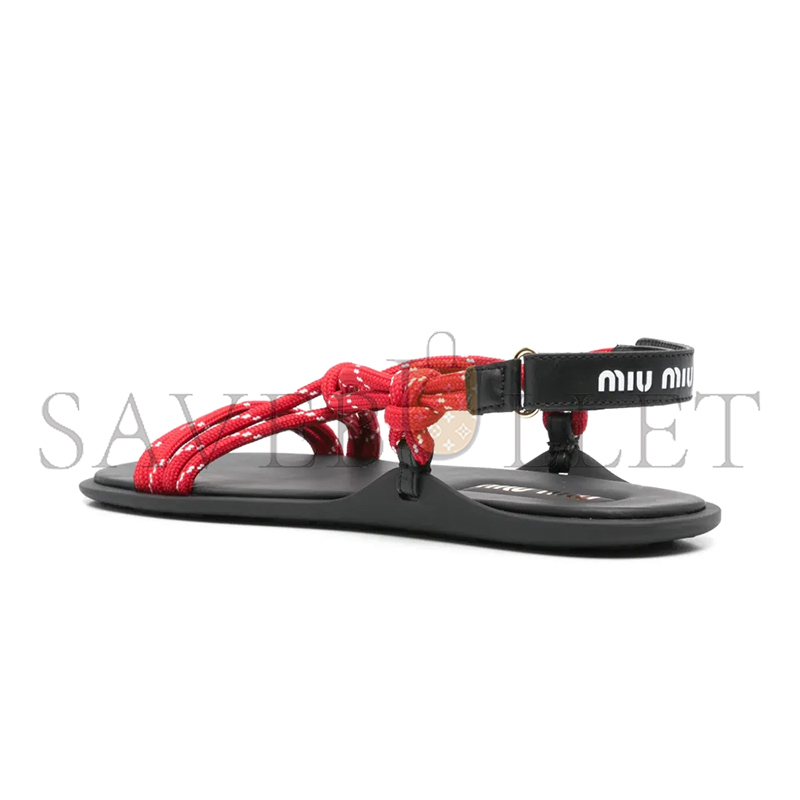 MIU MIU RIVIERE CORD AND LEATHER SANDALS 5X420E